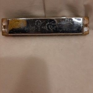 Vintage 20 Hole Blessing Engraved Swallows Bamboo Harmonica Fish Flower 7" Long